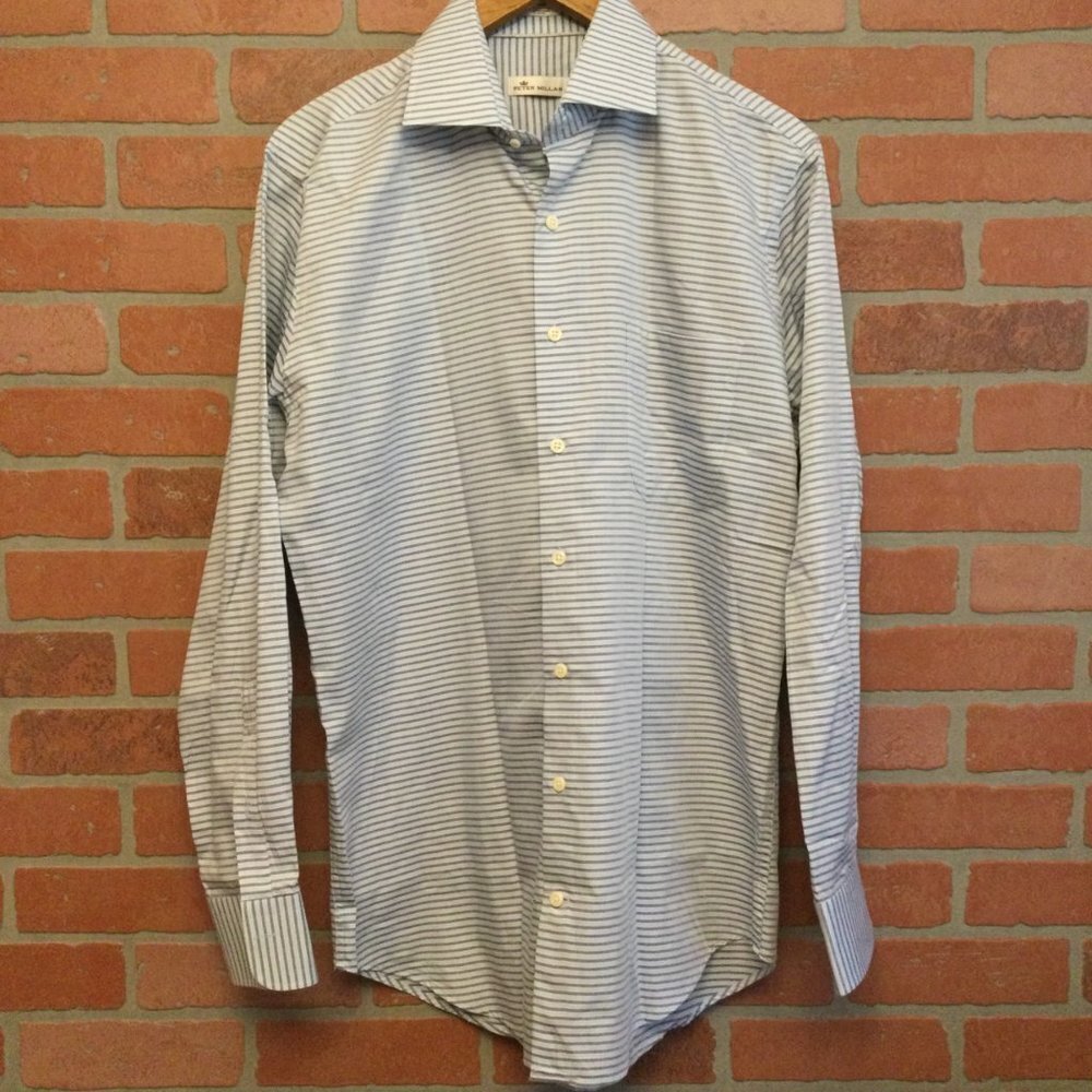 Peter Millar Men’s Button Up Dress Shirt Collared Striped Long Sleeve Size M